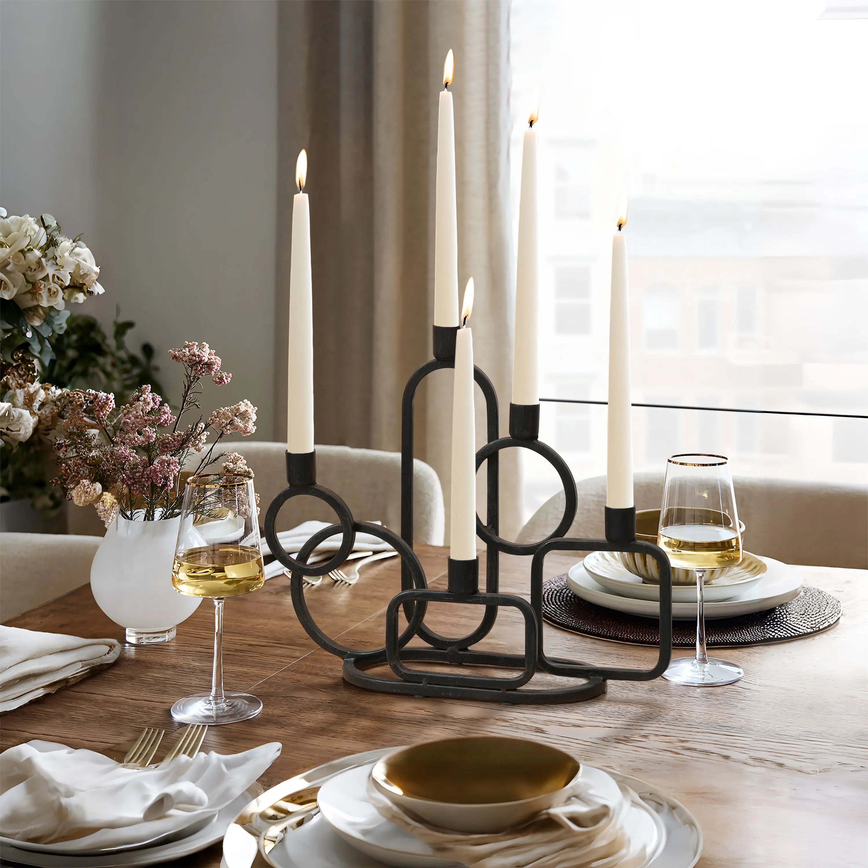 5-Taper black metal candle holder - Image 3