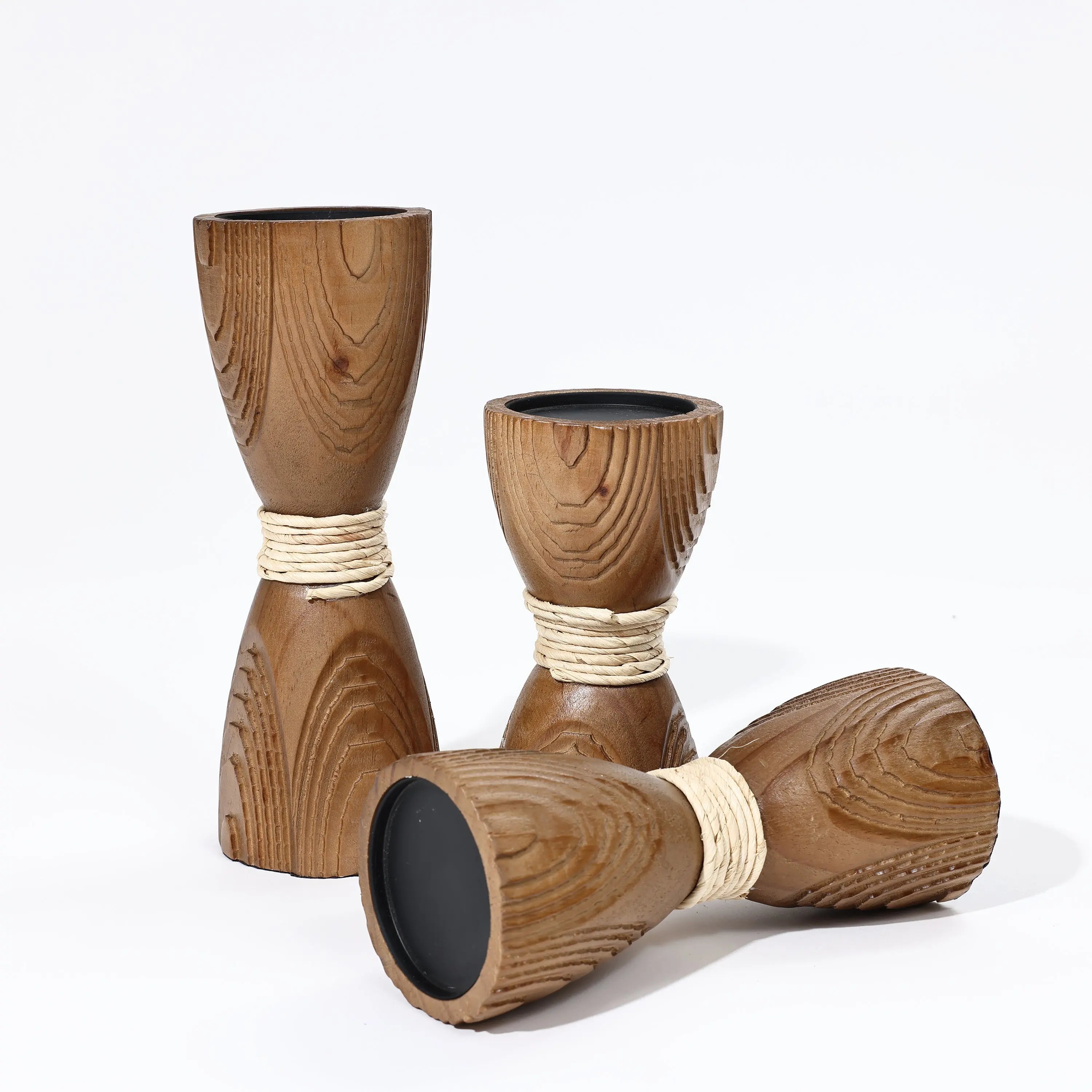 Wood candle holder, set of 3 - Image 8