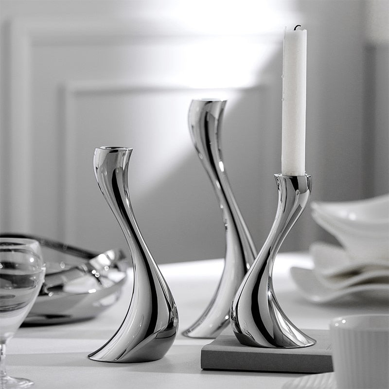 Chrome Wave Candle Holders - Image 2