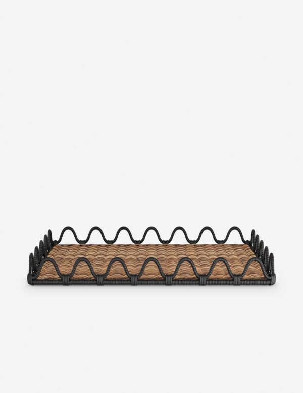 Modern Black Rattan Tray - Natural