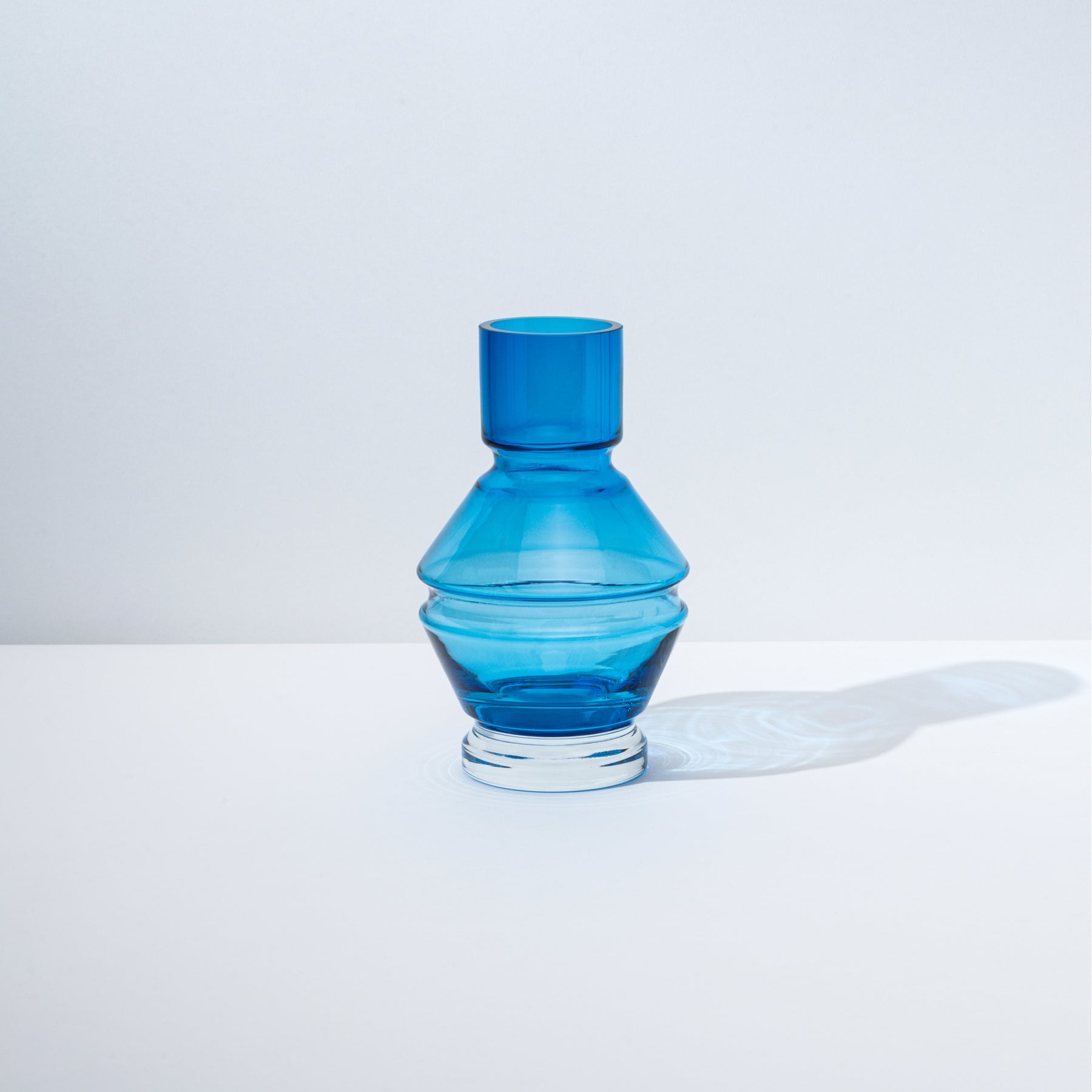 Aquamarine Blue Small Tiered Glass Vase