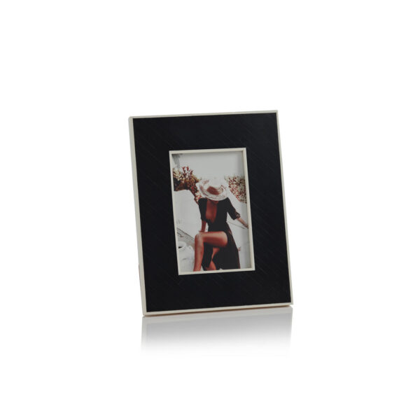 Black Bone Photo Frame with White Border
