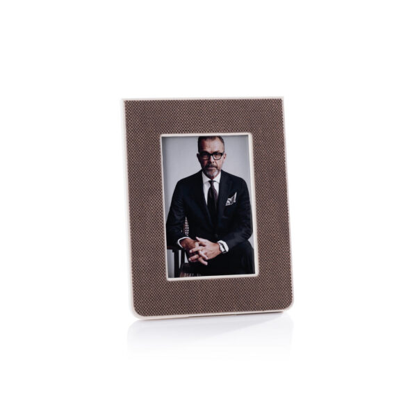 Raffia Over Nappa Cream Photo Frame
