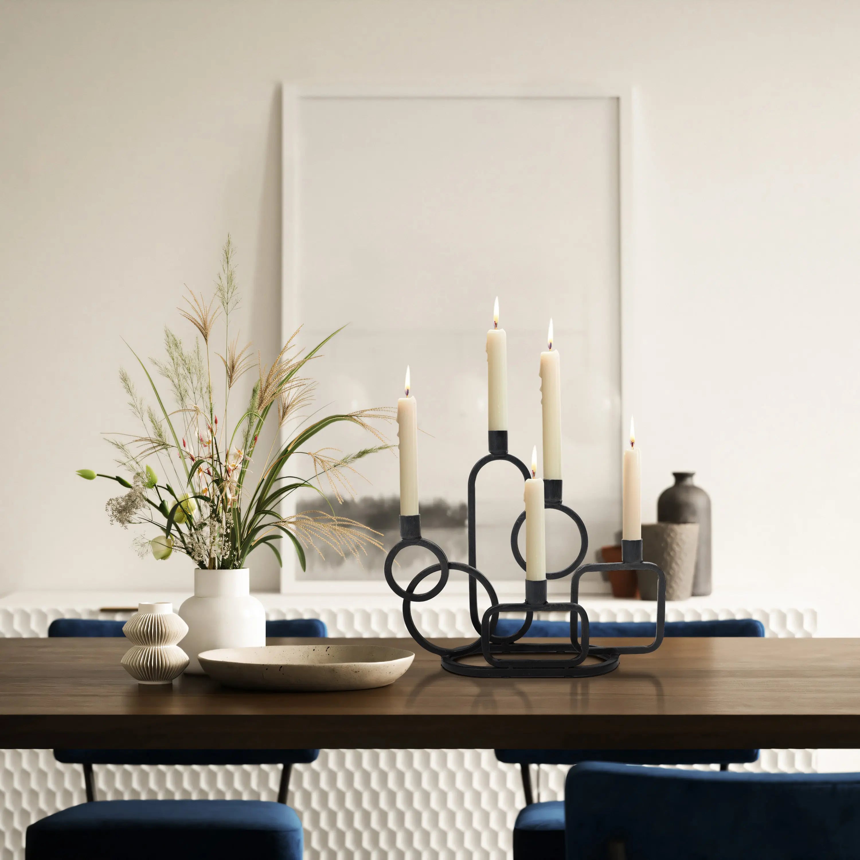 5-Taper black metal candle holder - Image 4