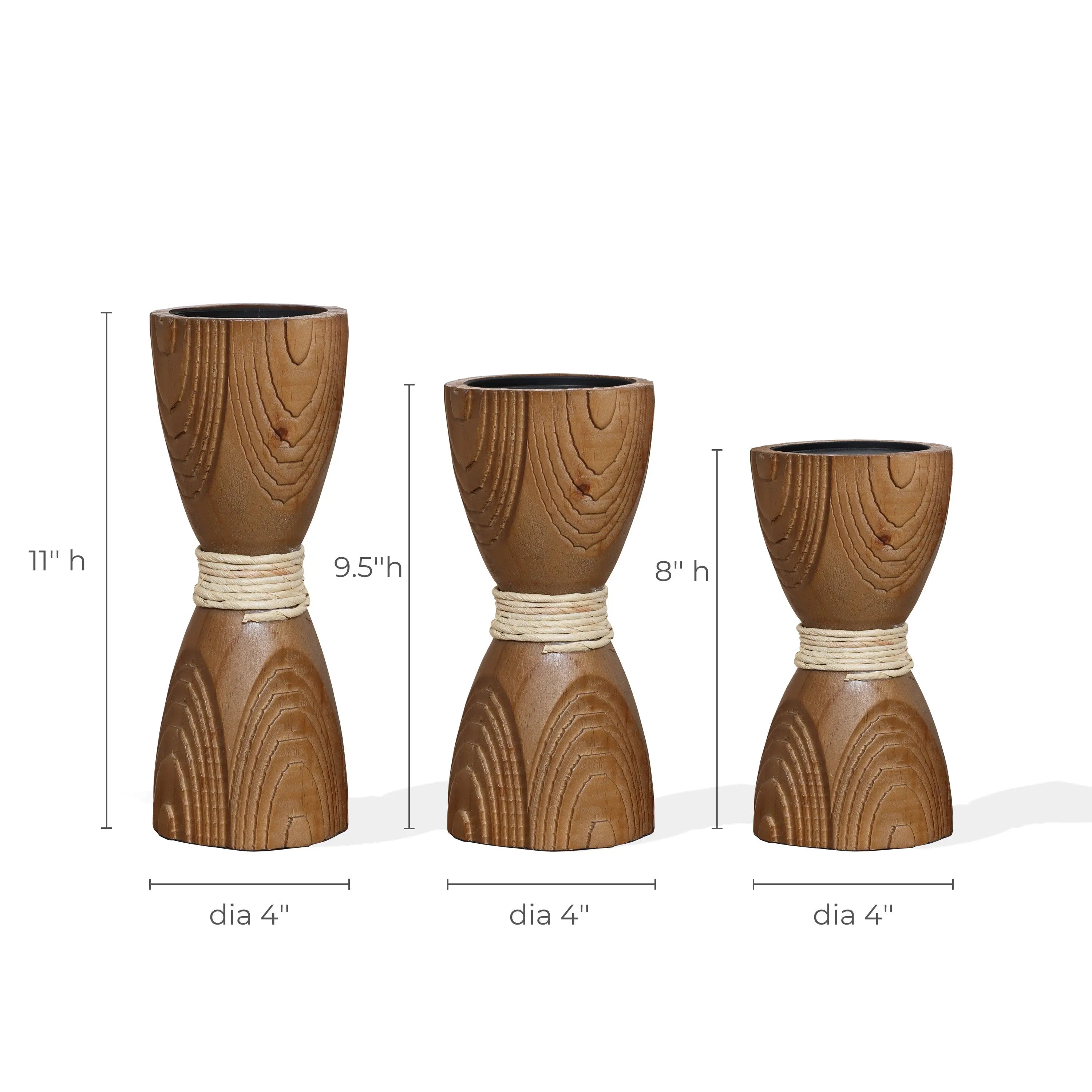 Wood candle holder, set of 3 - Image 7